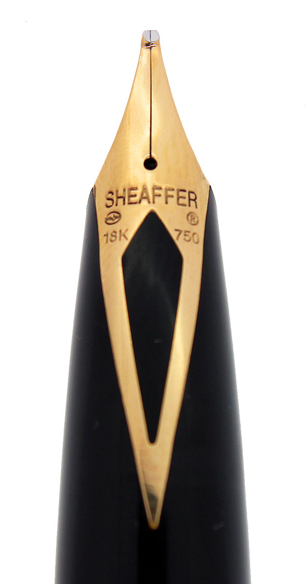 C1995 SHEAFFER LEGACY BLACK LAQUE GOLD PLATE FOUNTAIN PEN 18K STUB NIB W/ BOX OFFERED BY ANTIQUE DIGGER