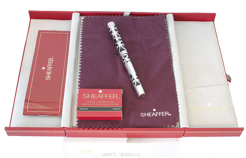 SHEAFFER NOSTALGIA STERLING SILVER OVERLAY FOUNTAIN PEN 18K NOS MINT NEVER INKED OFFERD BY ANTIQUE DIGGER
