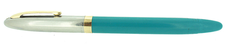 CIRCA 1953 SHEAFFER PEACOCK BLUE SENTINEL SNORKEL FOUNTAIN PEN AND PENCIL SET RESTORED OFFERED BY ANTIQUE DIGGER