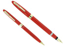 SCARCE C1952 SHEAFFER VERMILLION SNORKEL FOUNTAIN PEN AND PENCIL SET RESTORED OFFERED BY ANTIQUE DIGGER