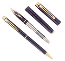 C1996 SHEAFFER TARGA LAQUE COBALT BLUE RONCE FINE NIB FOUNTAIN PEN & BALLPOINT SET MINT OFFERED BY ANTIQUE DIGGER