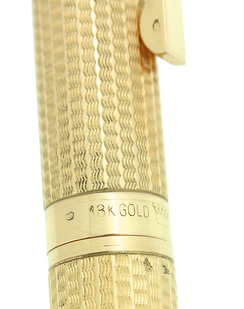 C1981 SHEAFFER TARGA 18K SOLID GOLD MASTERPIECE VANNERIE PATTERN 18K NIB FOUNTAIN PEN