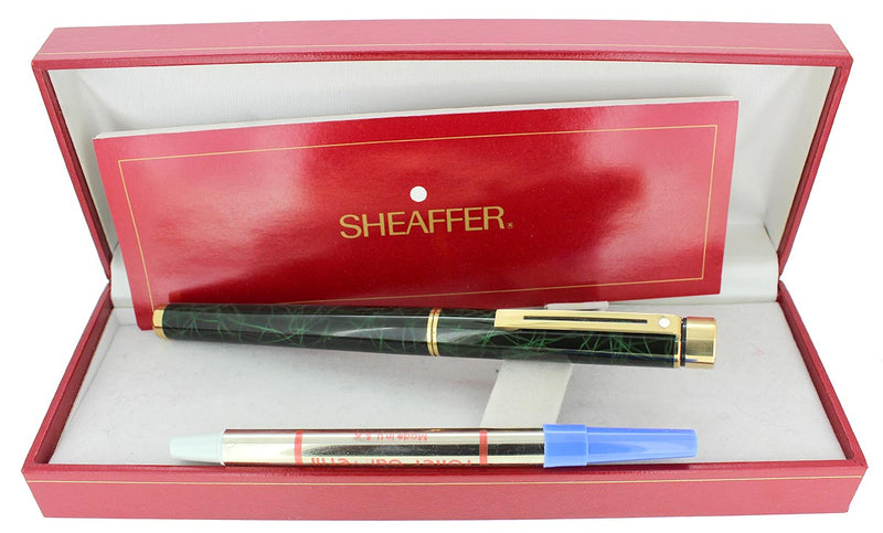 C1989 SHEAFFER TARGA MALACHITE GREEN RONCE ROLLERBALL PEN NEW OLD STOCK OFFERED BY ANTIQUE DIGGER