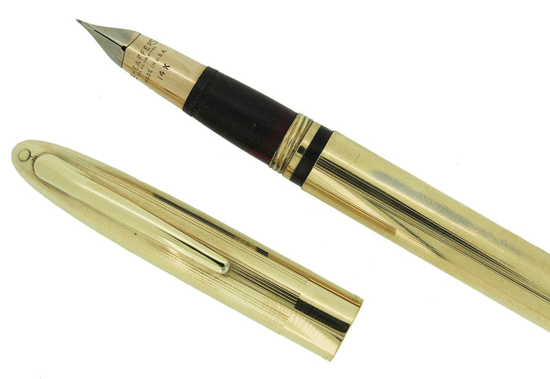 EARLY 1950s SHEAFFER WHITE DOT TOUCH DOWN ALL GOLD FILLED MODEL RESTORED OFFERED BY ANTIQUE DIGGER
