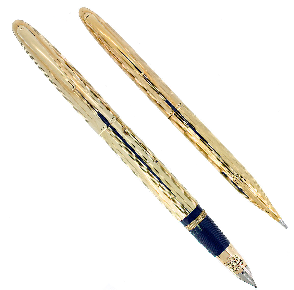 CIRCA 1945 SHEAFFER MASTERPIECE SET SOLID 14K FOUNTAIN PEN