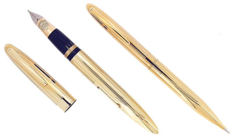 RARE C1945 SHEAFFER MASTERPIECE SET SOLID 14K FOUNTAIN PEN & PENCIL NEAR MINT OFFERED BY ANTIQUE DIGGER