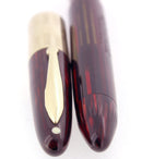 CIRCA 1942 SHEAFFER TRIUMPH CARMINE WIDE BAND PLUNGER FILL FOUNTAIN PEN RESTORED OFFERED BY ANTIQUE DIGGER