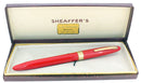 SCARCE CIRCA 1952-59 SHEAFFER VERMILLION SNORKEL FINE NIB FOUNTAIN PEN RESTORED OFFERED BY ANTIQUE DIGGER