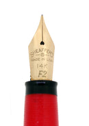 SCARCE CIRCA 1952-59 SHEAFFER VERMILLION SNORKEL FINE NIB FOUNTAIN PEN RESTORED OFFERED BY ANTIQUE DIGGER