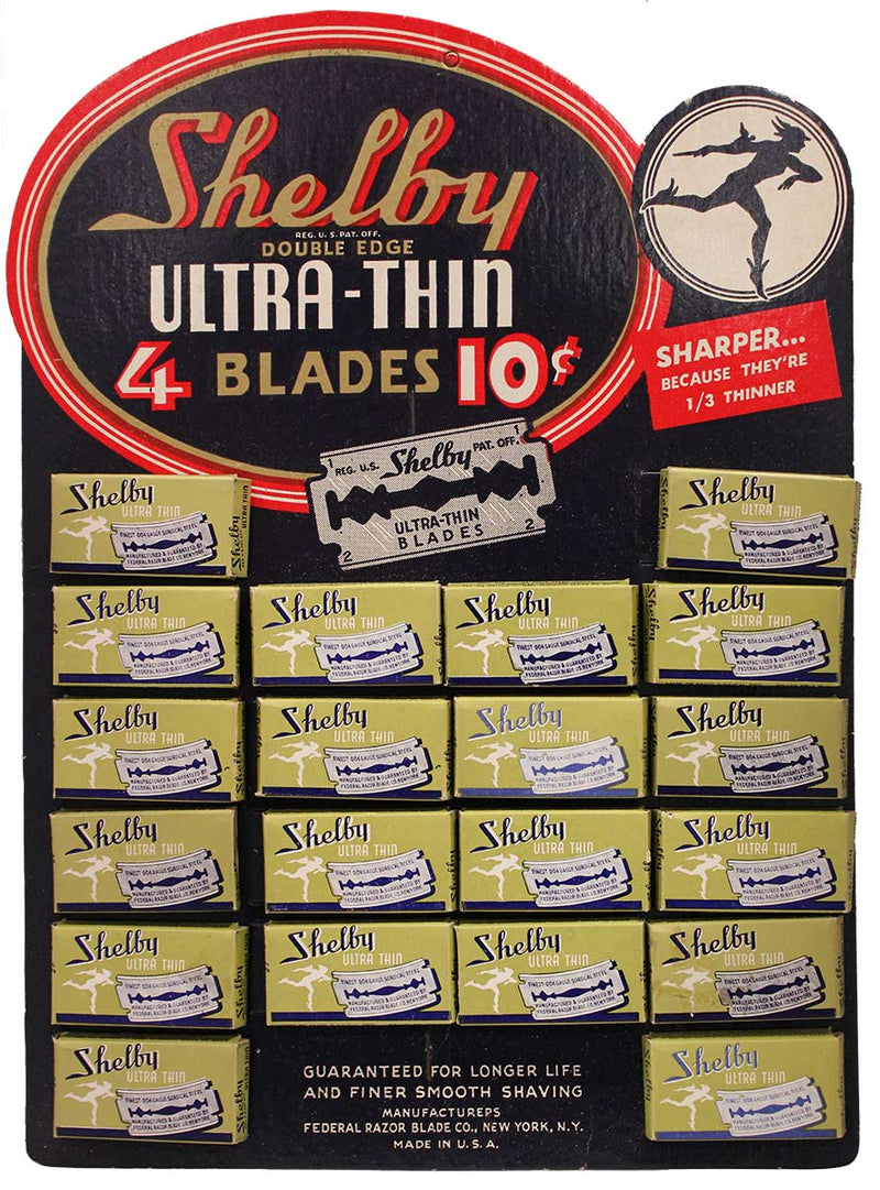 1930s ART DECO SHELBY RAZOR BLADE STORE COUNTERTOP ADVERTISING DISPLAY MINT NOS OFFERED BY ANTIQUE DIGGER