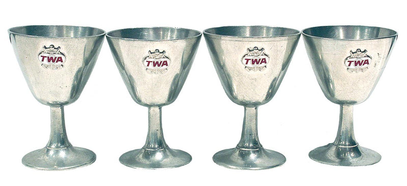 VINTAGE TWA TRANS WORLD AIRLINES SET OF 4 GOBLETS CORDIALS