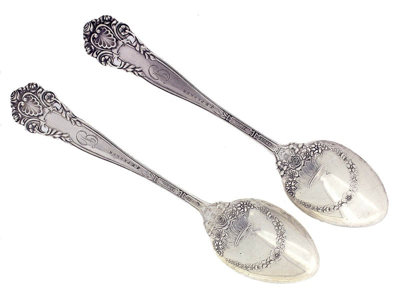 2 - TOWLE GEORGIAN 1898 PATTERN STERLING SILVER 5 O'CLOCK TEASPOONS GORGEOUS OFFERED BY ANTIQUE DIGGER