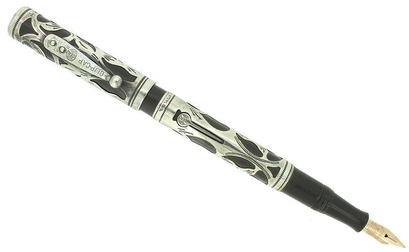 CIRCA 1919 WATERMAN 452 STERLING TREFOIL VINE FOUNTAIN PEN XF - BBB FLEX NIB RESTORED OFFERED BY ANTIQUE DIGGER