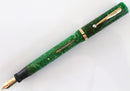 SHEAFFER OVERSIZED FLAT TOP JADE GREEN CELLULOID FOUNTAIN PEN