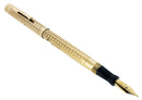 CIRCA 1924 WAHL GOLD FILLED CHEVRON PATTERN FOUNTAIN PEN F-BBB+ FLEX NIB RESTORED OFFERED BY ANTIQUE DIGGER