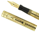 CIRCA 1924 WAHL GOLD FILLED CHEVRON PATTERN FOUNTAIN PEN F-BBB+ FLEX NIB RESTORED OFFERED BY ANTIQUE DIGGER