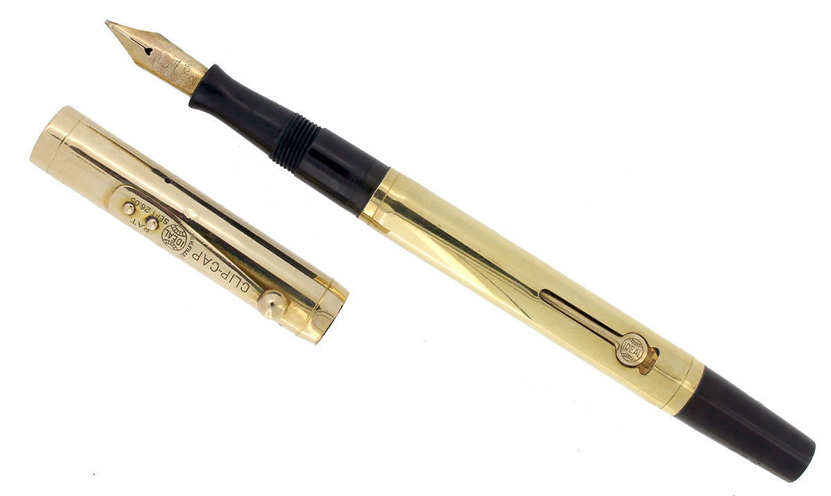 1920s WATERMAN 0552 1/2 SMOOTH GOLD OVERLAY FOUNTAIN PEN XXF - BBB