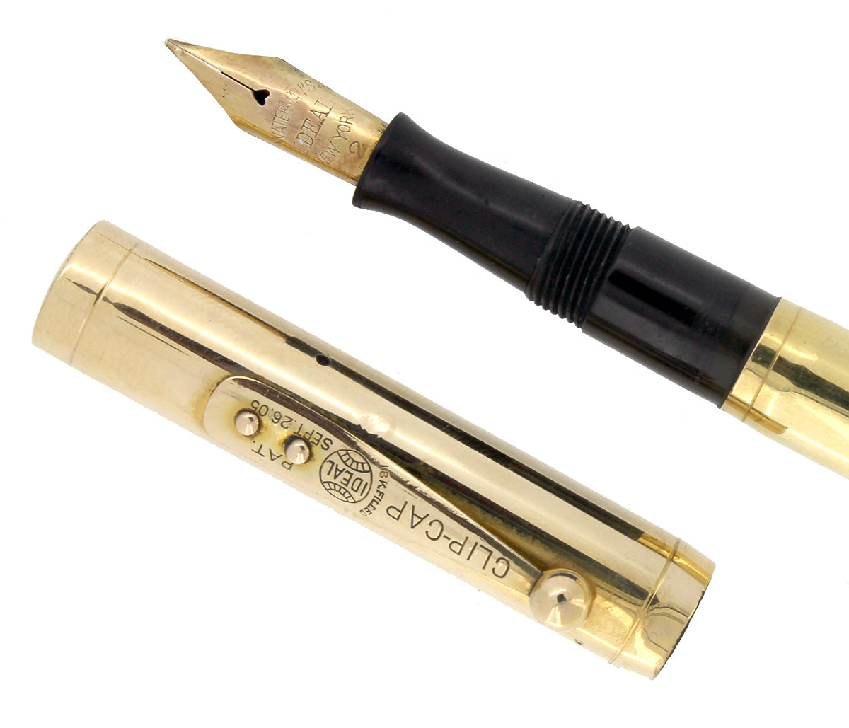 1920s WATERMAN 0552 1/2 SMOOTH GOLD OVERLAY FOUNTAIN PEN XXF - BBB