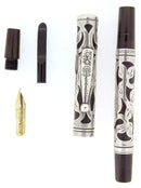 WATERMAN 12 1/2 STERLING OVERLAY EYEDROPPER FOUNTAIN PEN F to BBB FLEX RESTORED OFFERED BY ANTIQUE DIGGER