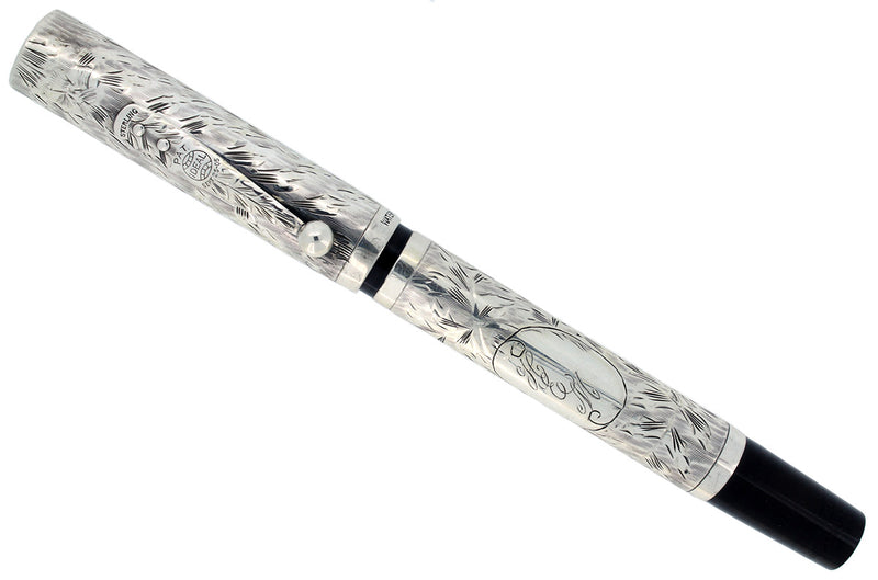 RESTORED WATERMAN 454 STERLING OVERLAY FOUNTAIN PEN IN THE HAND ENGRAVED VINE PATTERN OFFERED BY ANTIQUE DIGGER