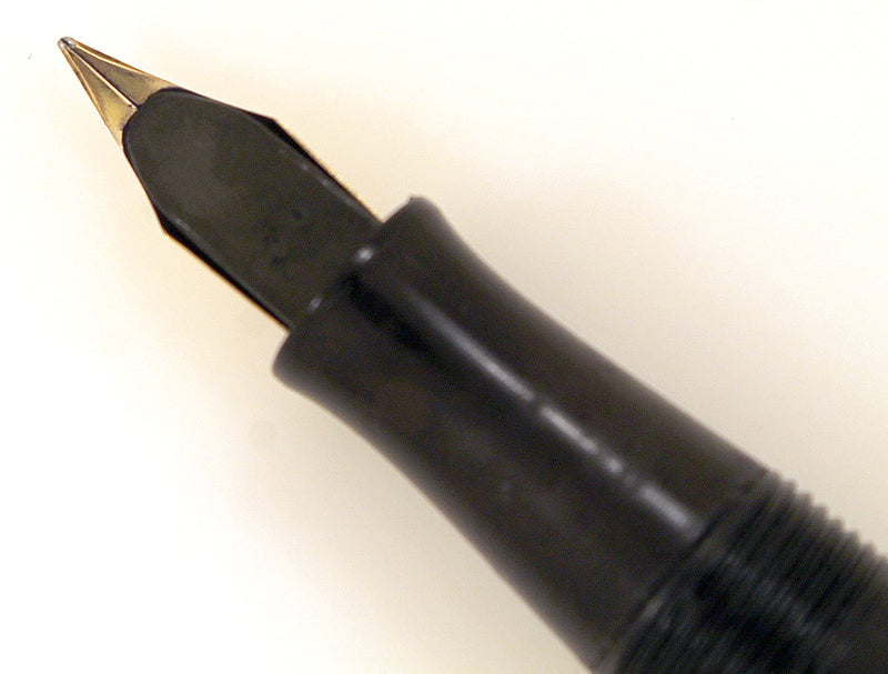 RESTORED 1920s WATERMAN 52 BLACK CHASED HARD RUBBER FOUNTAIN PEN WITH F to BBB+ FLEXIBLE NIB