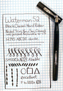 RESTORED 1920s WATERMAN 52 BLACK CHASED HARD RUBBER FOUNTAIN PEN WITH F to BBB+ FLEXIBLE NIB