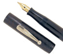 RESTORED 1920s WATERMAN 52 BLACK CHASED HARD RUBBER FOUNTAIN PEN WITH F to BBB+ FLEXIBLE NIB