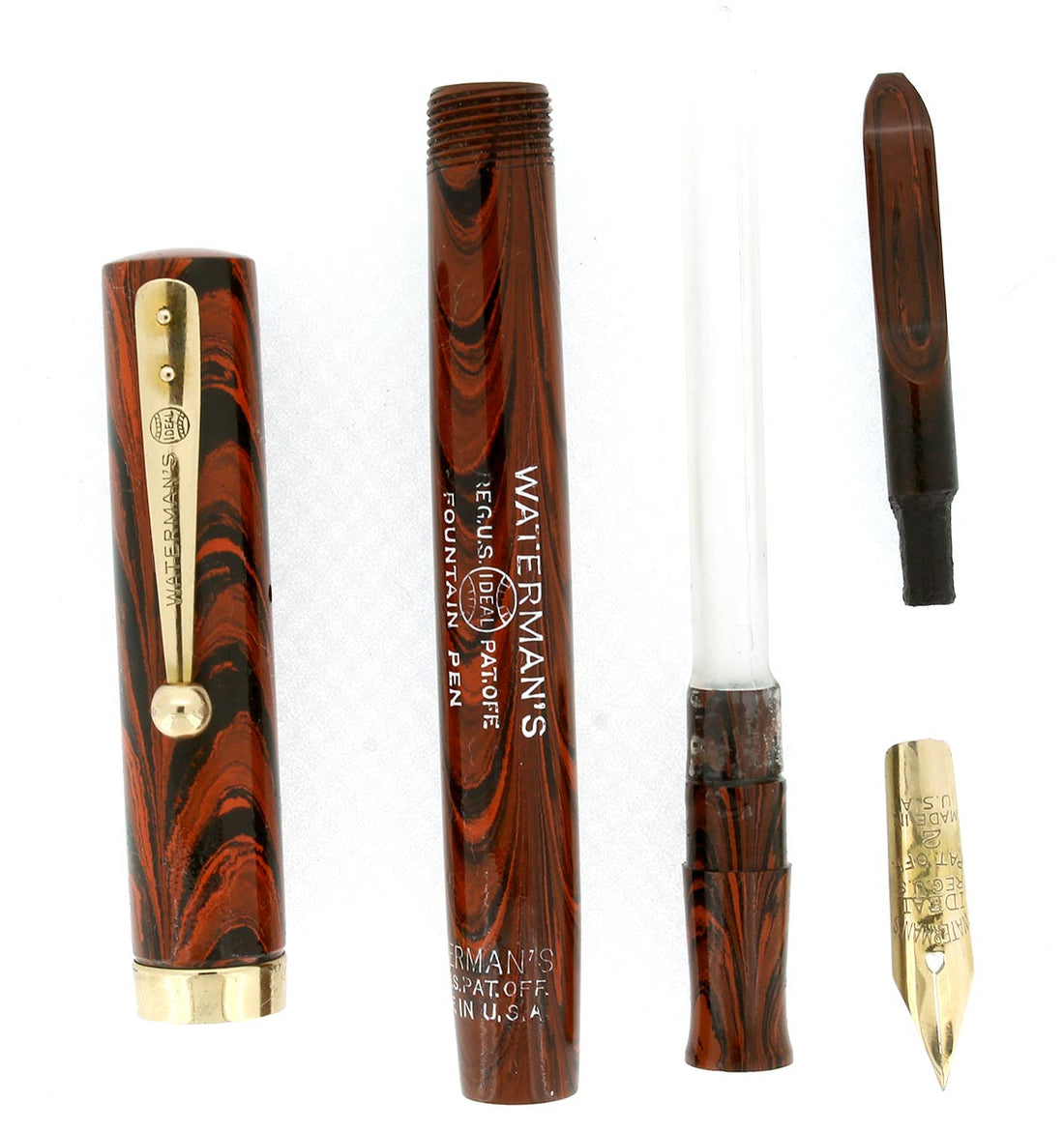 RESTORED 1920s WATERMAN 52 1/2V RED RIPPLE FOUNTAIN PEN XF RESTORED 1920s WATERMAN 52 1/2V RED RIPPLE FOUNTAIN PEN XF