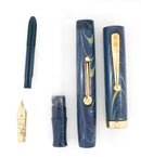 1920s WATERMAN 52V BLUE RIPPLE FOUNTAIN PEN WITH XF to BBB FLEXIBLE NIB IN RESTORED CONDITION OFFERED BY ANTIQUE DIGGER