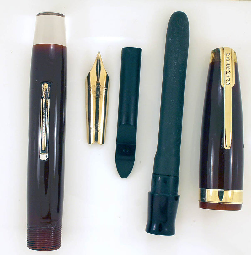 WATERMAN OVERSIZE EMBLEM 100 YEAR FOUNTAIN PEN WITH F to BBB 2.21MM ULTRA-FLEX NIB OFFERED BY ANTIQUE DIGGER