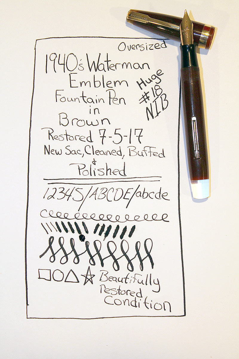 WATERMAN OVERSIZE EMBLEM 100 YEAR FOUNTAIN PEN WITH F to BBB 2.21MM ULTRA-FLEX NIB OFFERED BY ANTIQUE DIGGER