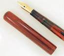 EARLY 1900 WATERMAN 12 RED MOTTLED EYEDROPPER FOUNTAIN PEN WITH F to BBB+ FLEX NIB