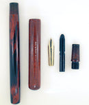 EARLY 1900 WATERMAN 12 RED MOTTLED EYEDROPPER FOUNTAIN PEN WITH F to BBB+ FLEX NIB