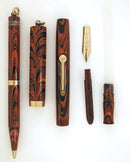 WATERMAN 52 1/2V RED RIPPLE FOUNTAIN PEN & PENCIL F to BBB FLEX NIB RESTORED OFFERED BY ANTIQUE DIGGER