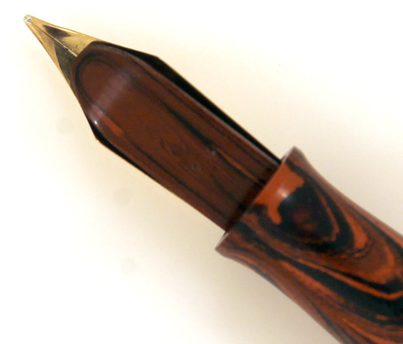WATERMAN 52 1/2V RED RIPPLE FOUNTAIN PEN & PENCIL F to BBB FLEX NIB RESTORED OFFERED BY ANTIQUE DIGGER