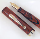 1920s WATERMAN 52 RED RIPPLE FOUNTAIN PEN WITH F to BBB FLEXIBLE NIB RESTORED OFFERED BY ANTIQUE DIGGER