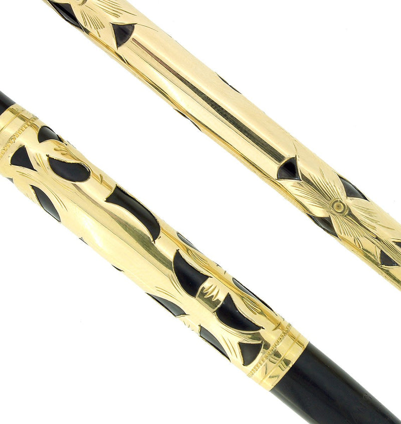 CIRCA 1923 WATERMAN 18K GOLD FILLED 0552 1/2 FOUNTAIN PEN AND PENCIL SET RESTORED OFFERED BY ANTIQUE DIGGER
