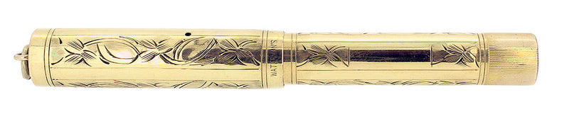 C1925 WATERMAN 18K GOLD FILLED PANSY PANEL 0552 1/2V FOUNTAIN PEN RESTORED OFFERED BY ANTIQUE DIGGER