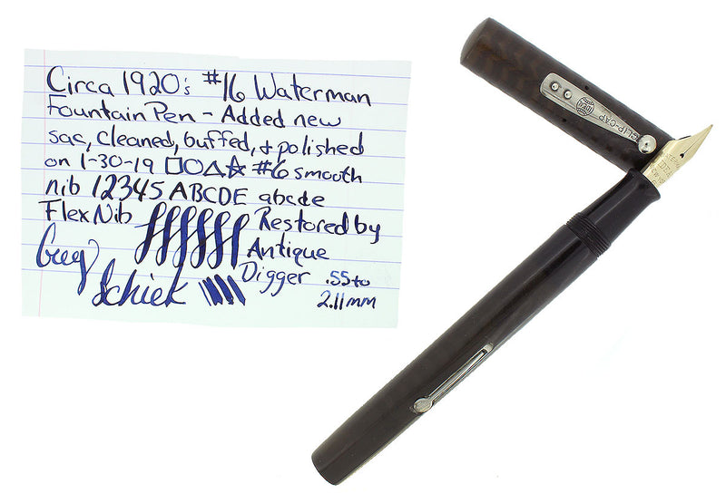1920S WATERMAN #16 PSF BLACK CHASED HARD RUBBER F-BBB+ NIB