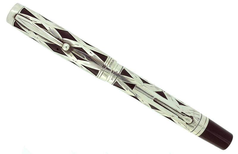 1939 WATERMAN 403 STERLING BASKETWEAVE FOUNTAIN PEN F - BBB FLEX NIB RESTORED OFFERED BY ANTIQUE DIGGER