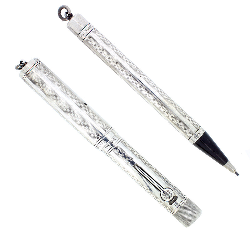 C1917 WATERMAN STERLING GOTHIC 452 1/2V XF-BBB NIB FOUNTAIN PEN & PENCIL SET OFFERED BY ANTIQUE DIGGER