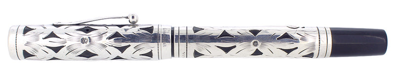 C1925 WATERMAN 452 STERLING OVERLAY FOUNTAIN PEN F-BBB 2.19MM FLEX NIB RESTORED OFFERED BY ANTIQUE DIGGER
