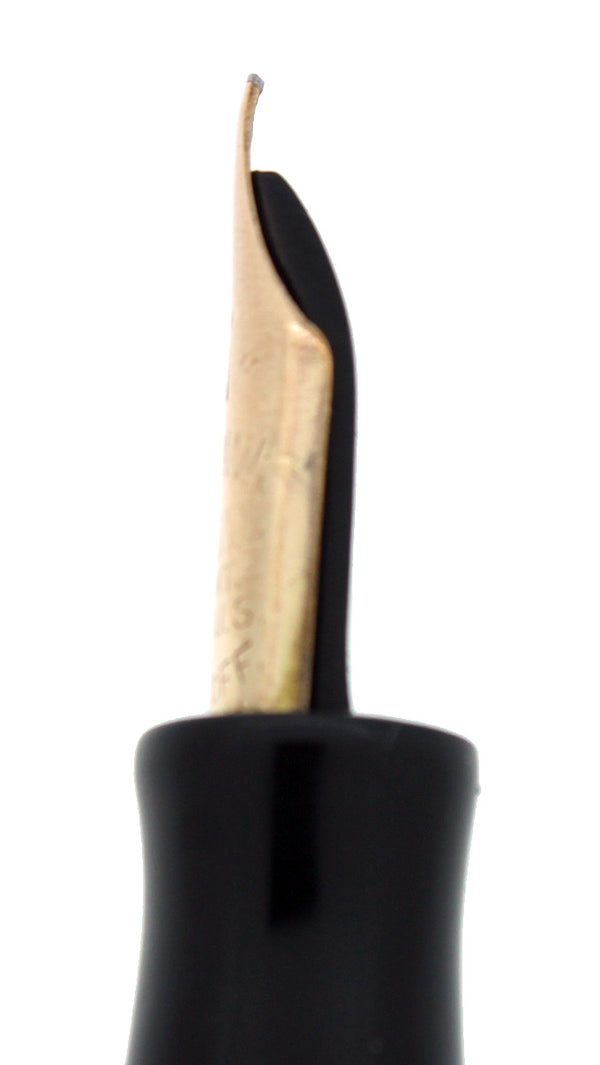 C1939 WATERMAN 513J BLACK CELLULOID 14K KEYHOLE M-BB NIB FOUNTAIN PEN