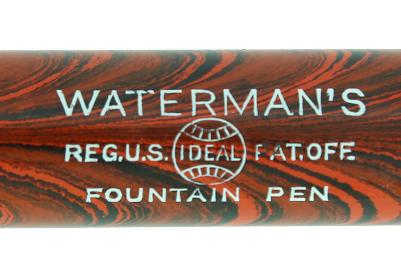 1920S WATERMAN 52 RED RIPPLE FOUNTAIN PEN XF TO BBB+ FLEXIBLE NIB RESTORED OFFERED BY ANTIQUE DIGGER