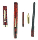 1920S WATERMAN RED RIPPLE 52 FOUNTAIN PEN AND PENCIL SET 9CT GOLD BANDS RESTORED OFFERED BY ANTIQUE DIGGER