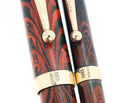 1920S WATERMAN RED RIPPLE 52 FOUNTAIN PEN AND PENCIL SET 9CT GOLD BANDS RESTORED OFFERED BY ANTIQUE DIGGER