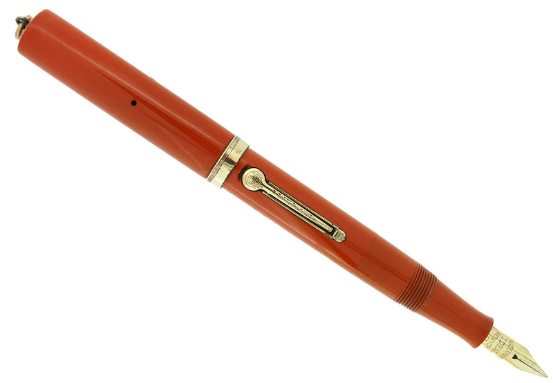 RESTORED WATERMAN 52V CARDINAL FOUNTAIN PEN W/18K GOLD FILLED TRIM F TO BBB FLEX NIB OFFERED BY ANTIQUE DIGGER