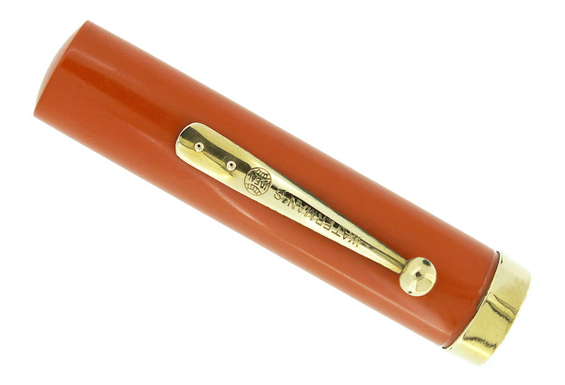 CIRCA 1927 WATERMAN 54 CARDINAL RED HARD RUBBER FOUNTAIN PEN CAP 18K GOLD FILLED TRIM OFFERED BY ANTIQUE DIGGER