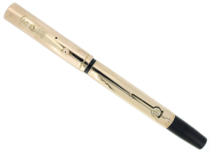 C1923 WATERMAN 552 1/2 SMOOTH SOLID 14K GOLD OVERLAY FOUNTAIN PEN RESTORED OFFERED BY ANTIQUE DIGGER