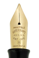 1920s WATERMAN 58 BLACK CHASED HARD RUBBER FOUNTAIN PEN MANIFOLD NIB RESTORED OFFERED BY ANTIQUE DIGGER